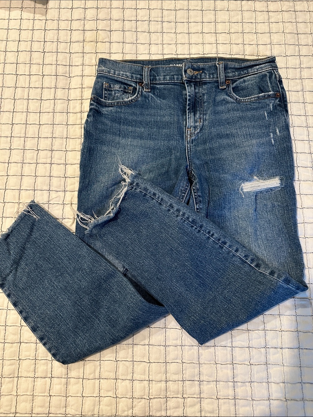 Old Navy Mid-Rise Boyfriend Jeans - Blue Denim